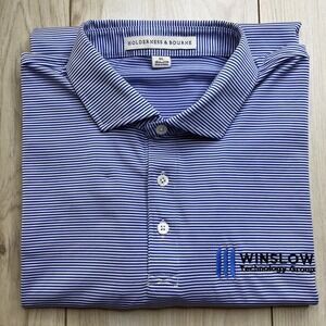 Holderness & Bourne Golf Polo Shirt Mens Size XL White Blue Striped Tailored Fit